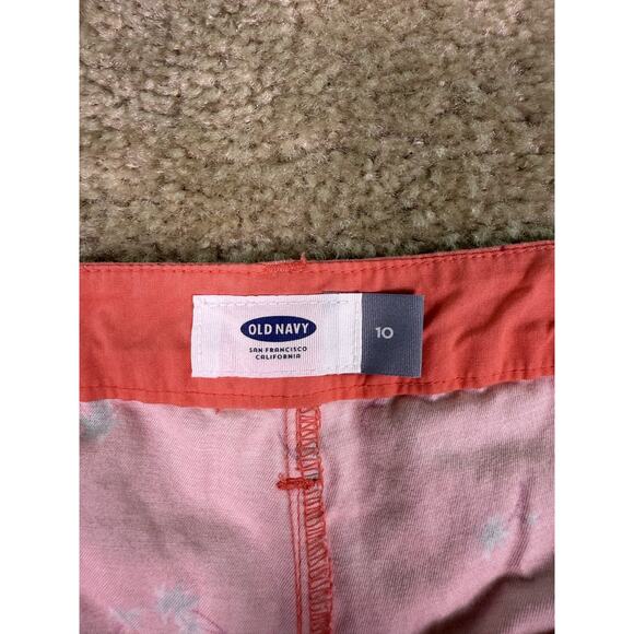 Old Navy Women's Coral Shorts With Palm Trees Size 10 Summer Tropical E388 - Picture 4 of 10